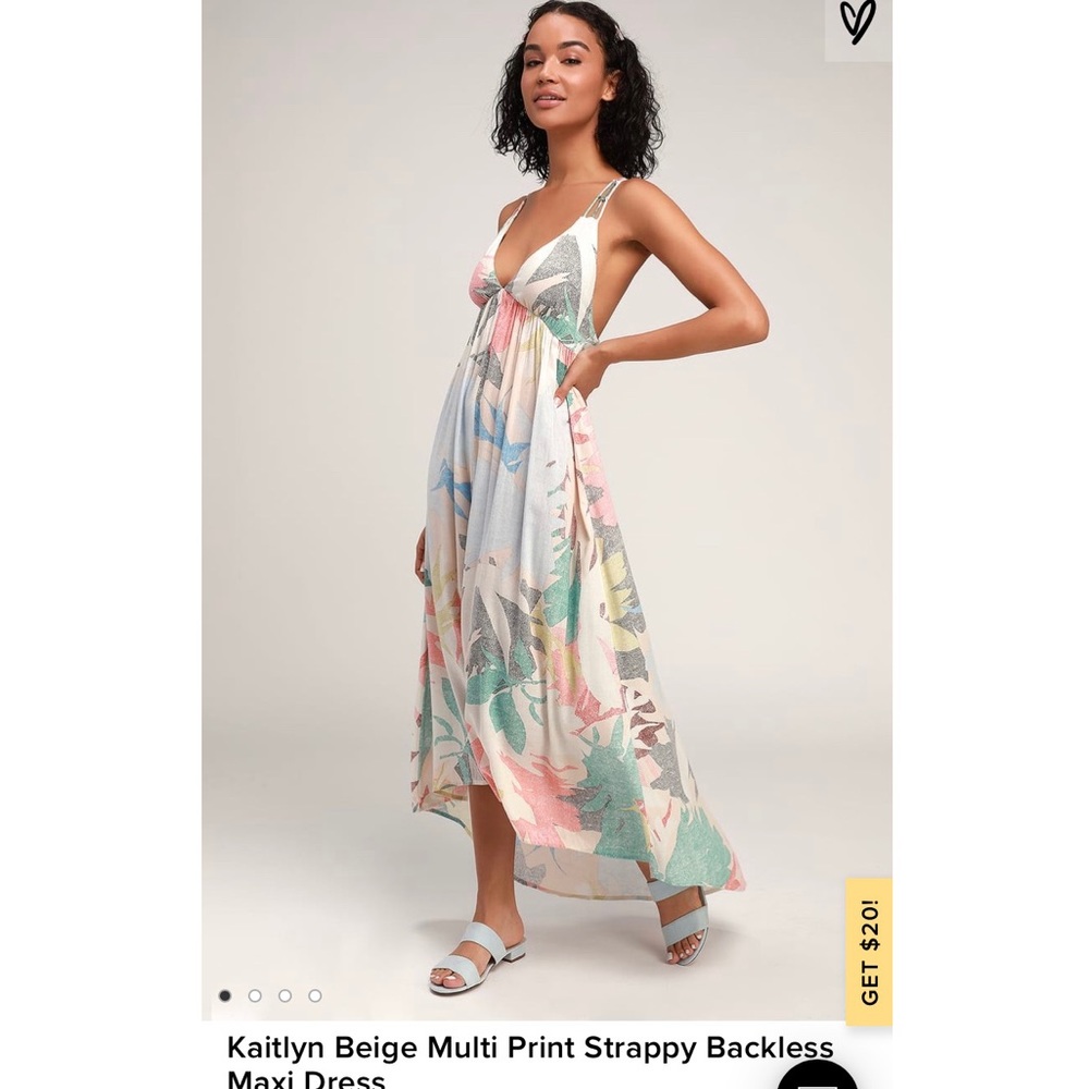 Lulus’s Kaitlin Beige Multi Print Floral Maxi XL